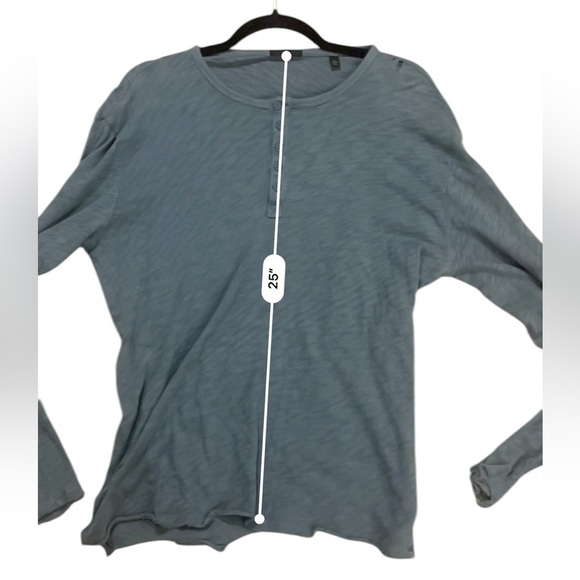 ATM distressed Henley Dexter Kill shirt half button long sleeve blue grey large - Picture 7 of 12
